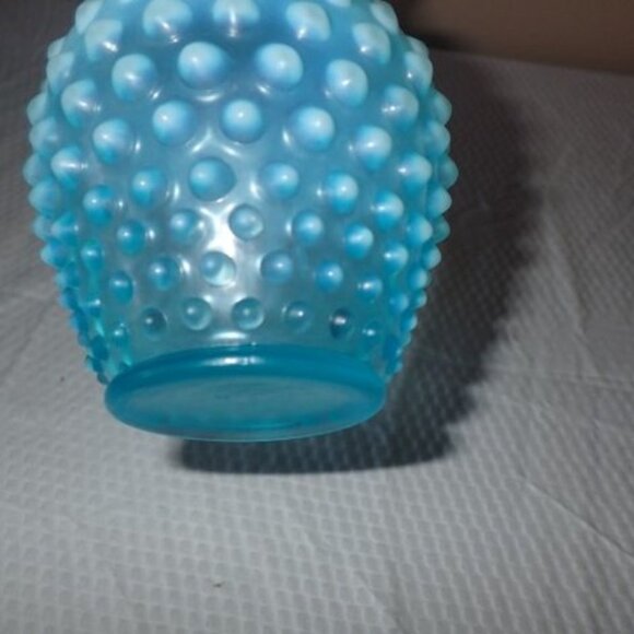 Blue Hobnail Opalescent Glass Vase - Picture 2 of 2